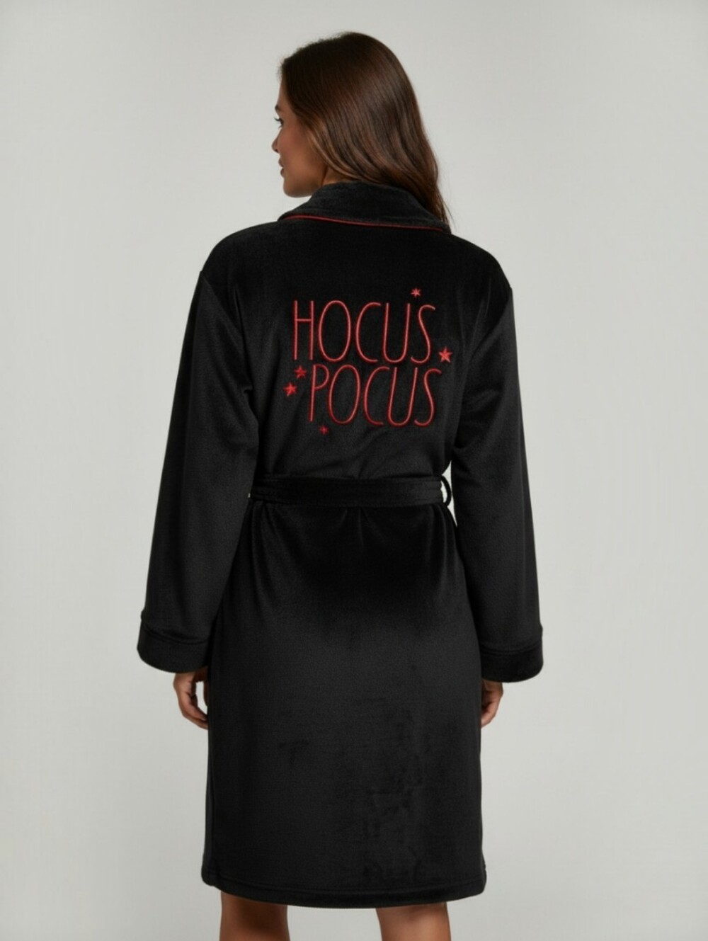 Plush Black 'Hocus Pocus' Robe With Cozy Slippers Sz M
